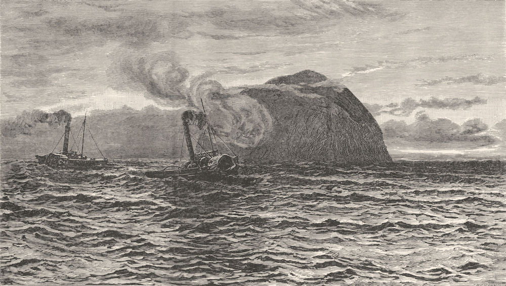 SCOTLAND. The Bass Rock. Waiting for the Homeward Bound c1886 old print